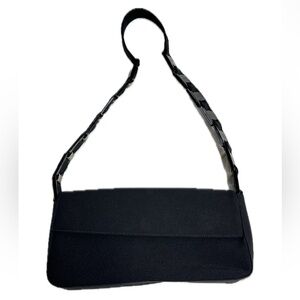 Salvatore Ferragamo Black Chain Shoulder Bag Varra Nylon